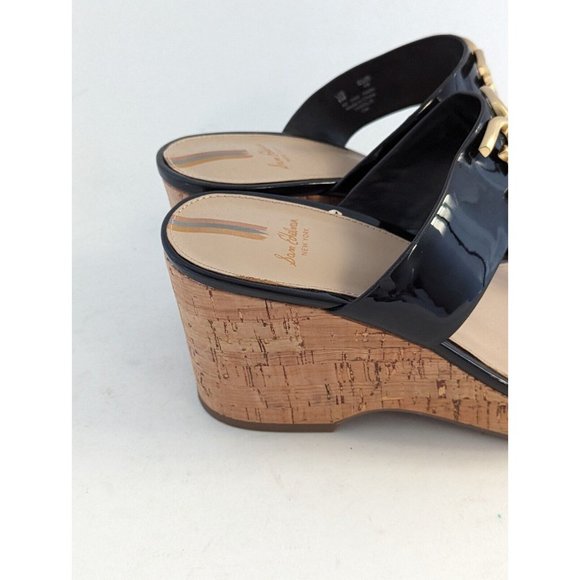 Sam Edelman Yardlie Black Patent Leather Wedge Platform Sandals Size 8 - Picture 6 of 13